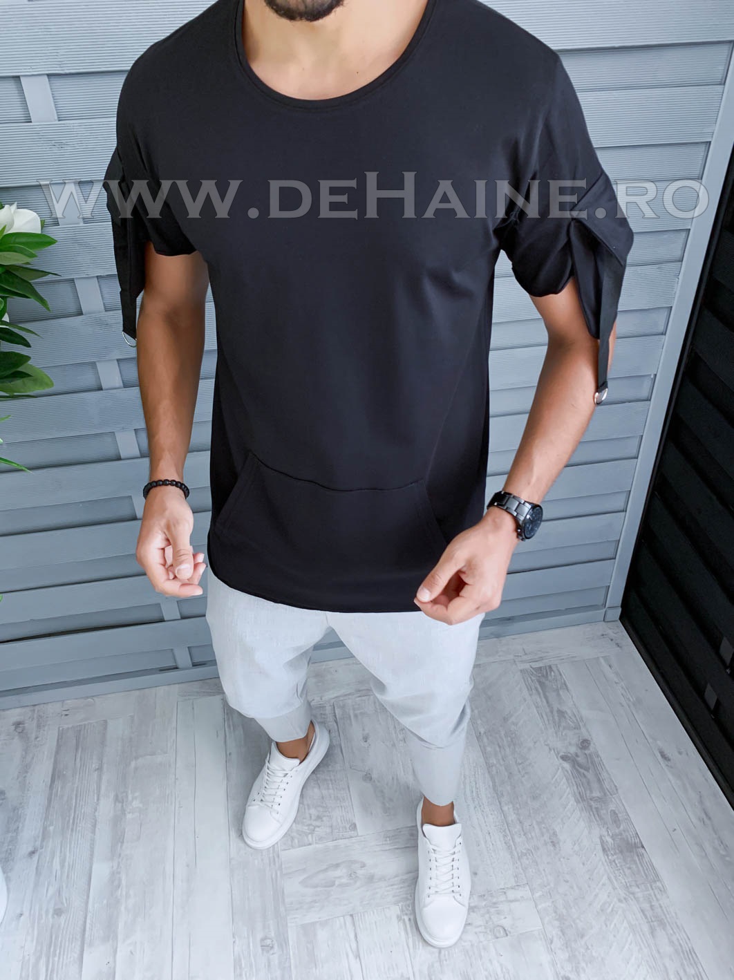 Tricou barbati negru slim fit vagabond b1962 p17-2*